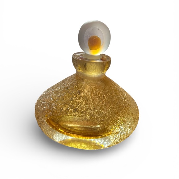 Vintage Other - Vintage Czech Art Glass Golden Crystal & Amber Empty Perfume Bottle Murano Style